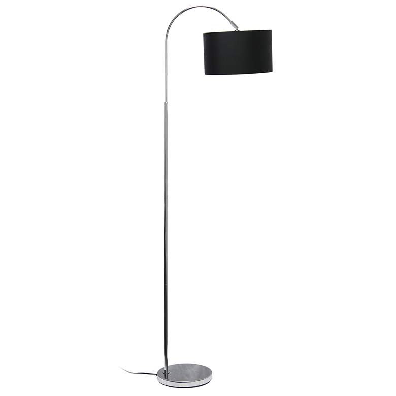 Image 1 Simple Designs 66" Nickel Arched Floor Lamp with Black Shade, w/ LED B