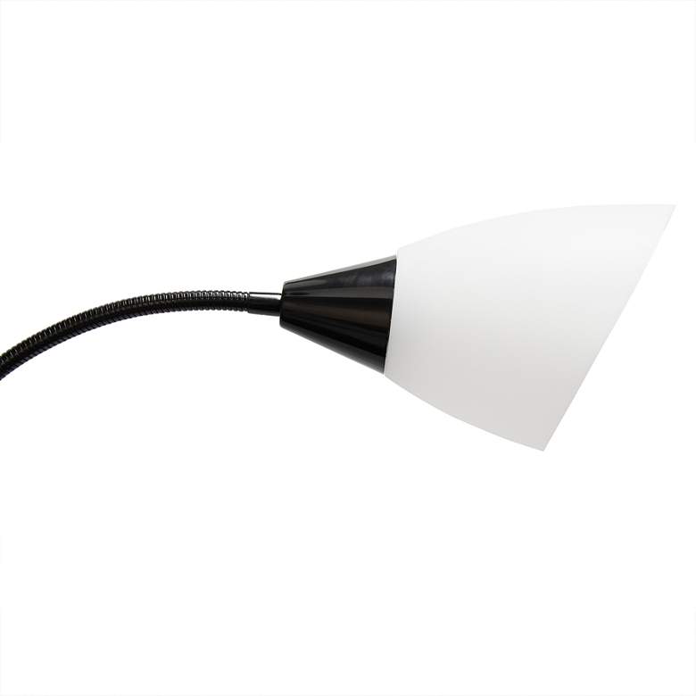 Image 3 Simple Designs 67" Black Gooseneck Floor Lamp with White Shades more views