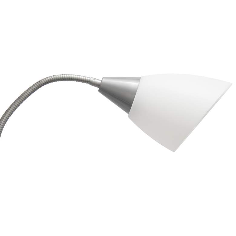 Image 3 Simple Designs 67 inch High Silver Gooseneck Floor Lamp with White Shades more views