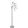 Simple Designs 67" High Silver Gooseneck Floor Lamp with White Shades