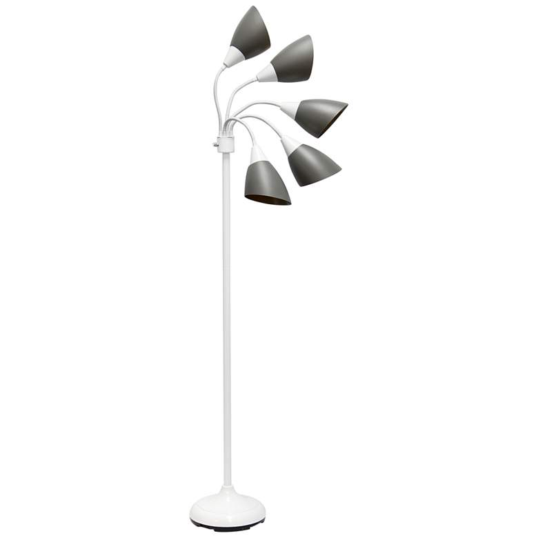 Image 6 Simple Designs 67" White and Gray Shades Modern Gooseneck Floor Lamp more views