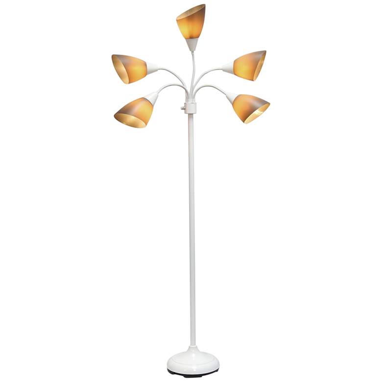 Image 7 Simple Designs 67 inch White and Gray Shades Modern Gooseneck Floor Lamp more views