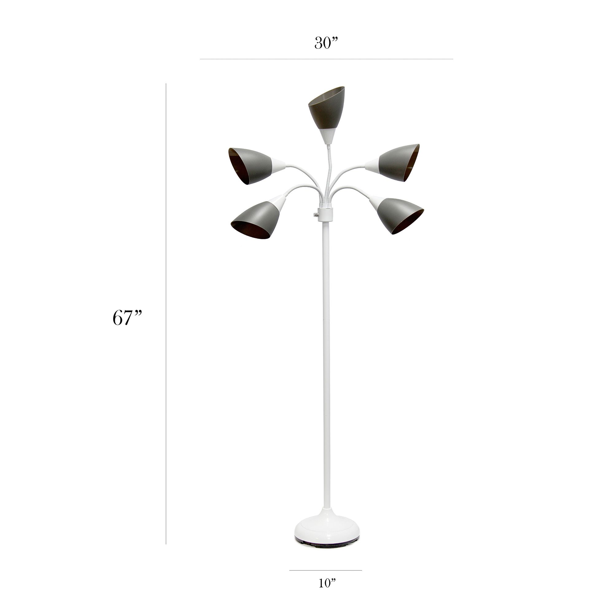 Simple Designs 67" White and Gray Shades Modern Gooseneck Floor Lamp
