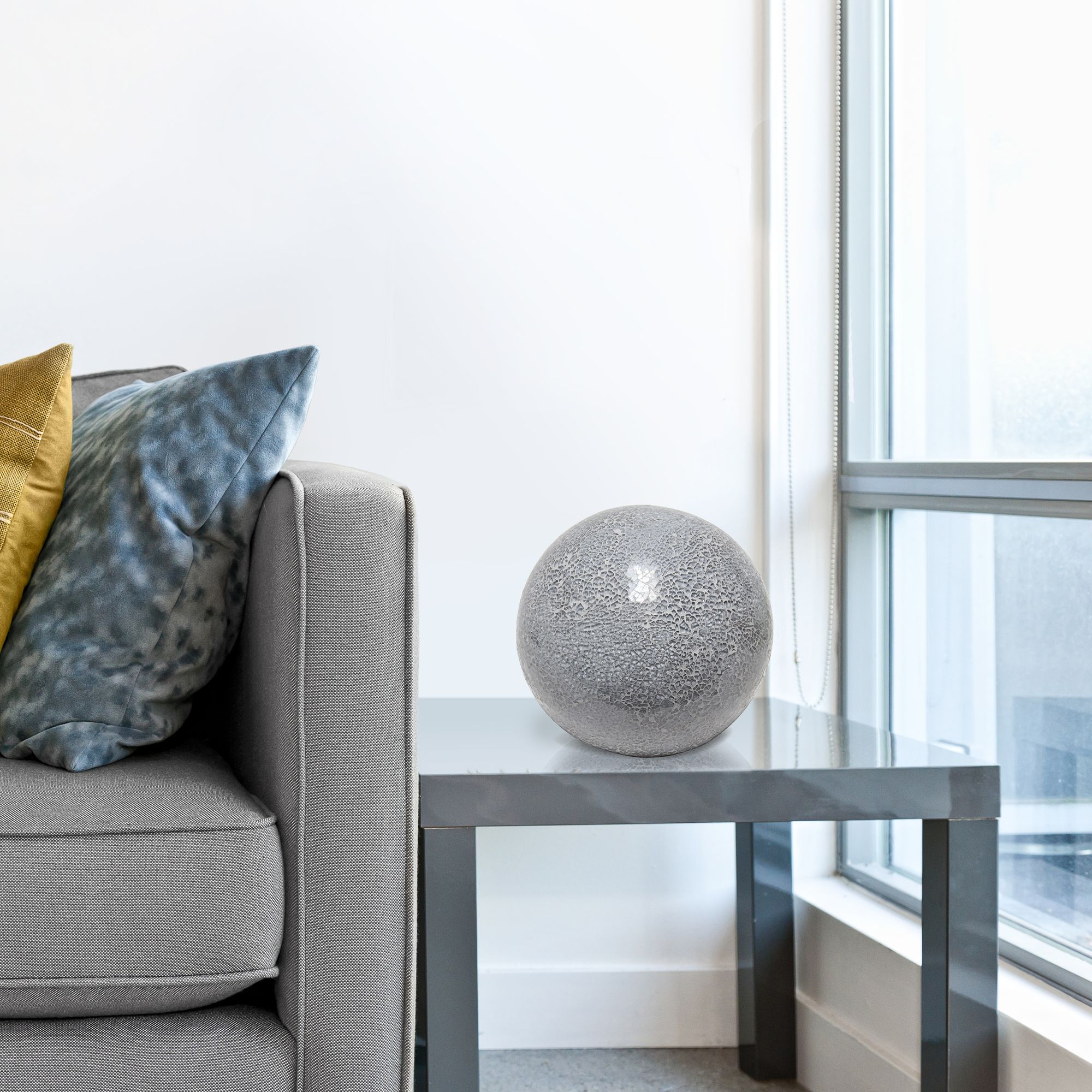 Simple Designs 7 3/4" High Gray Mosaic Ceramic Ball Accent Table Lamp