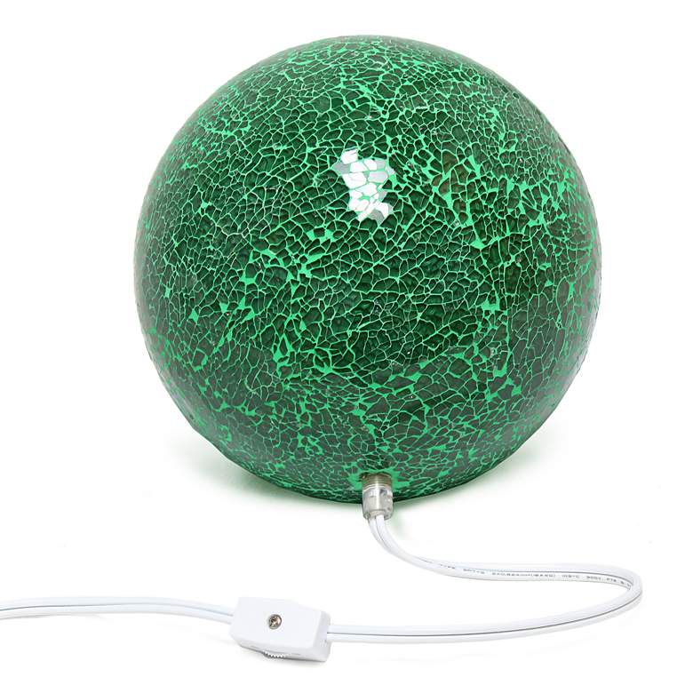 Image 5 Simple Designs 7 3/4" High Green Mosaic Ceramic Ball Accent Table Lamp more views