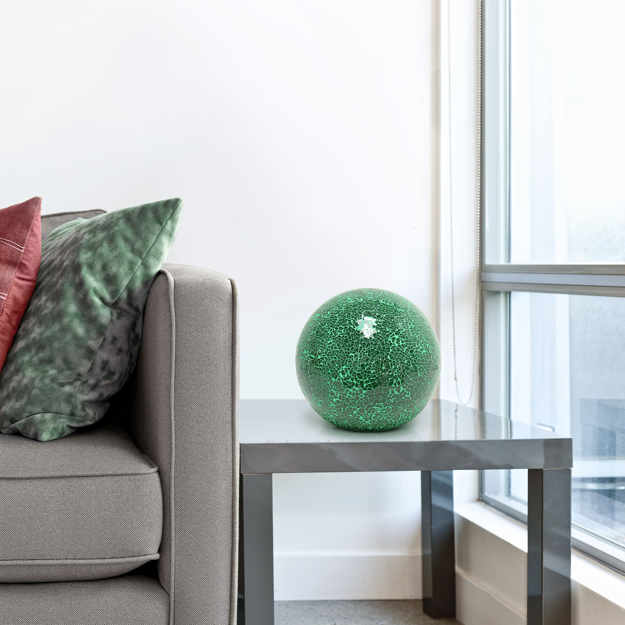 Simple Designs 7 3/4" High Green Mosaic Ceramic Ball Accent Table Lamp