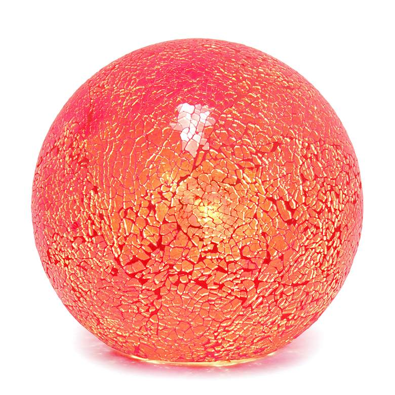 Image 3 Simple Designs 7 3/4" High Red Mosaic Ceramic Ball Accent Table Lamp more views