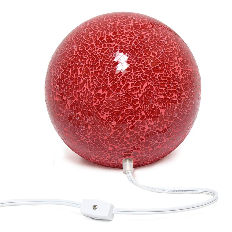 Image 6 Simple Designs 7 3/4" High Red Mosaic Ceramic Ball Accent Table Lamp more views