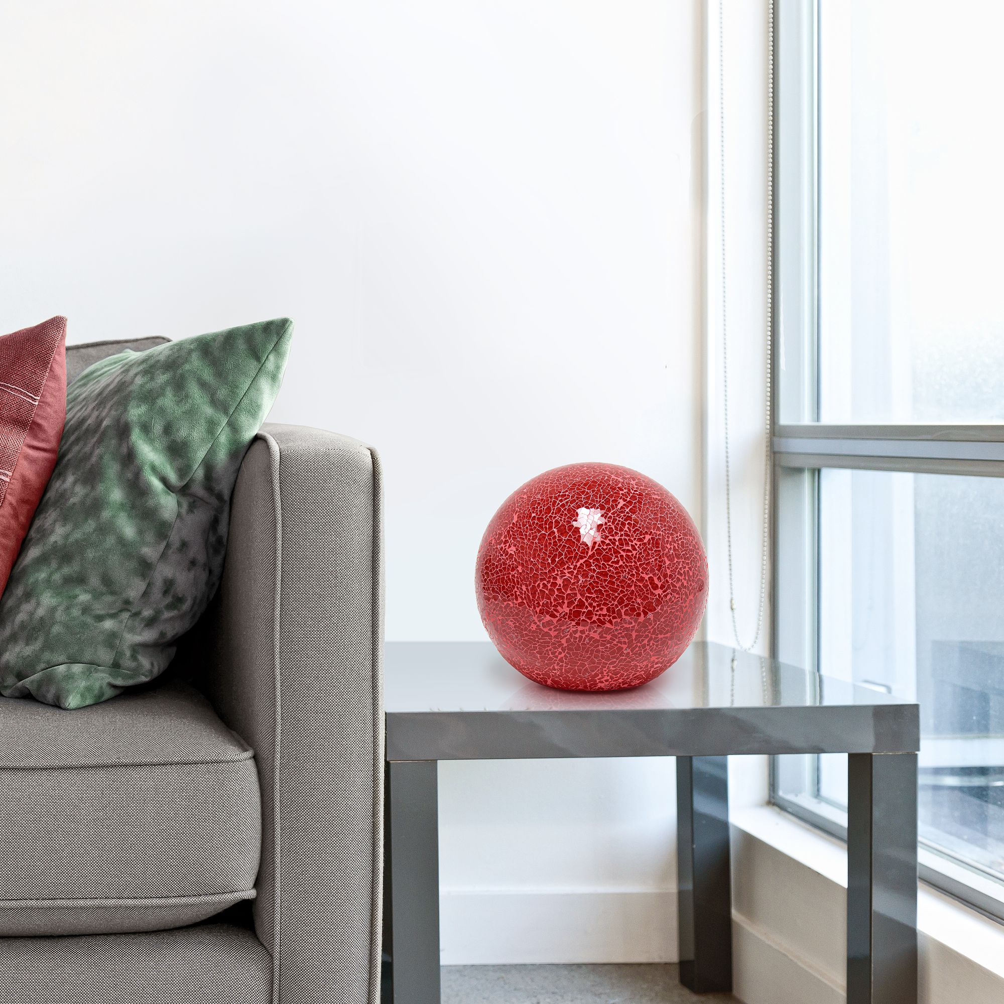 Simple Designs 7 3/4" High Red Mosaic Ceramic Ball Accent Table Lamp