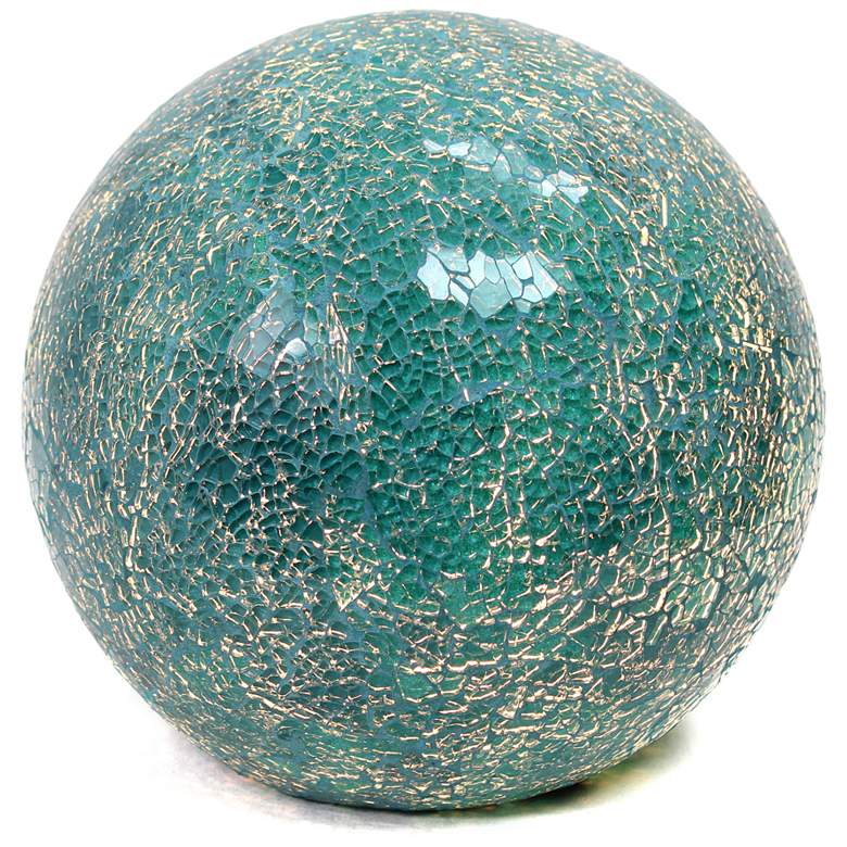 Image 3 Simple Designs 7 3/4" High Teal Mosaic Ceramic Ball Accent Table Lamp more views
