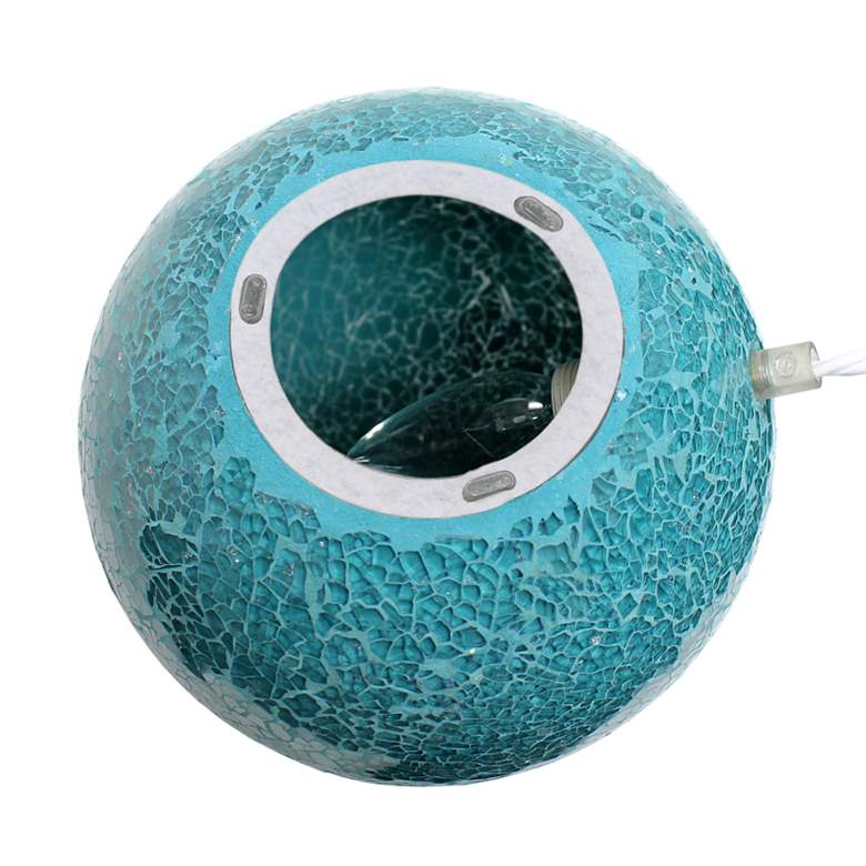 Image 4 Simple Designs 7 3/4" High Teal Mosaic Ceramic Ball Accent Table Lamp more views