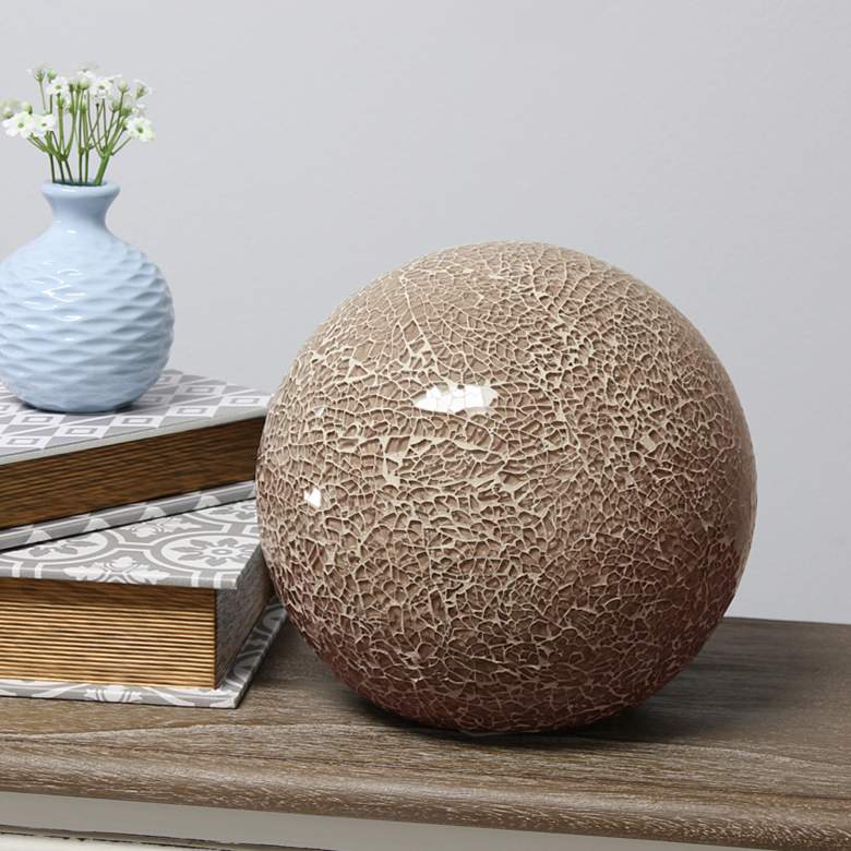 Image 1 Simple Designs 7 3/4 inchH Champagne Mosaic Ceramic Ball Accent Table Lamp