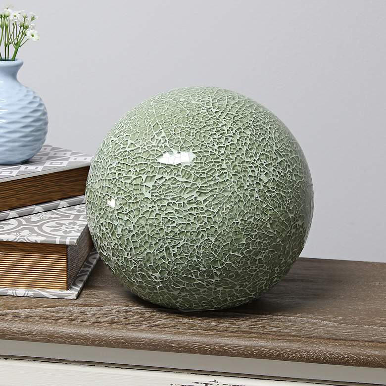 Image 2 Simple Designs 7 3/4"H Mosaic Sage Green Ball Accent Lamp