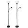 Simple Designs 71.5" Floor Lamp with Reading Light 2 Pack Set, Black
