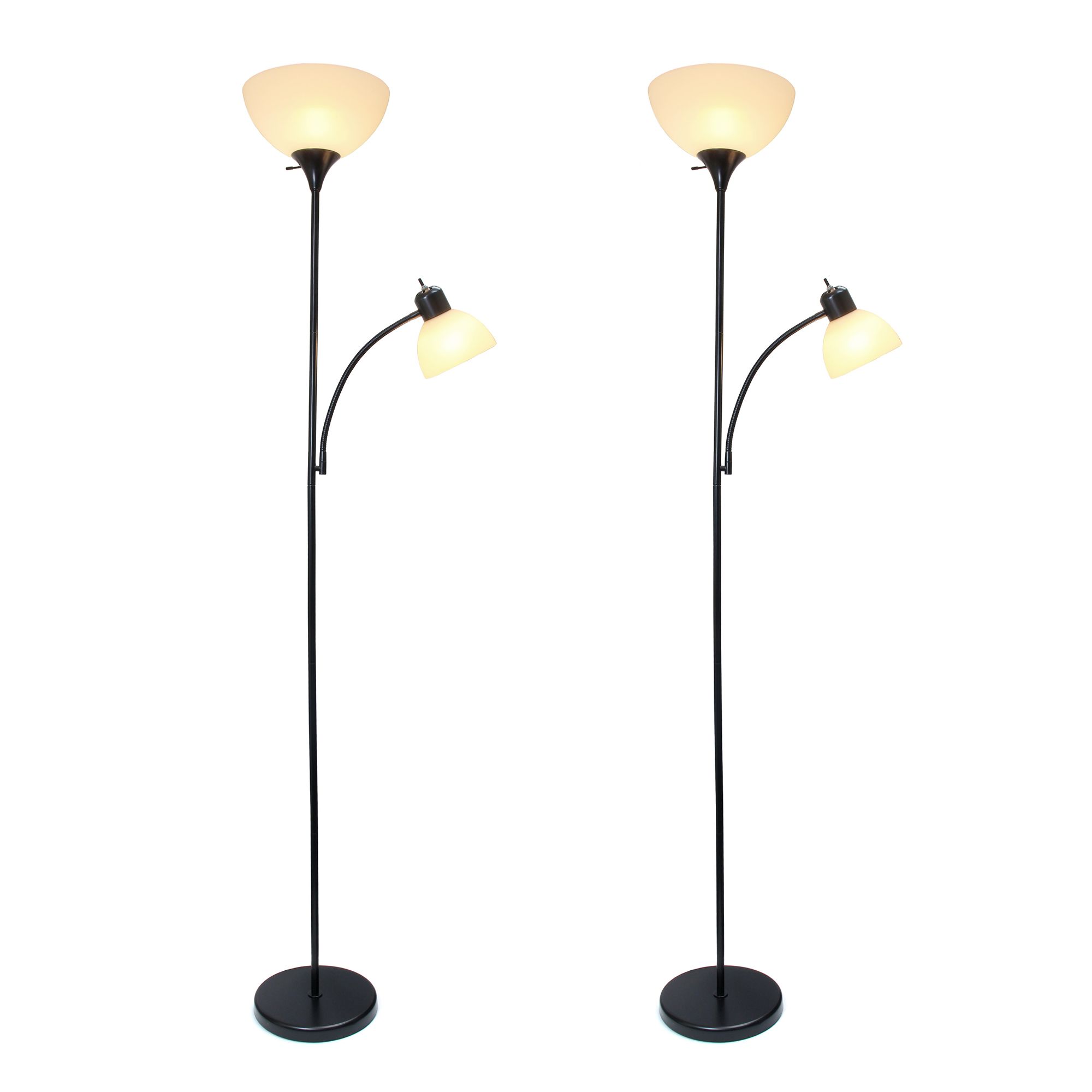 Image 2 Simple Designs 71.5" Floor Lamp with Reading Light 2 Pack Set, Black more views