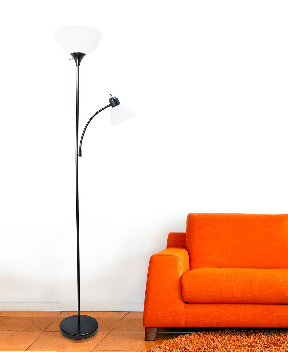 Image 4 Simple Designs 71.5" Floor Lamp with Reading Light 2 Pack Set, Black more views