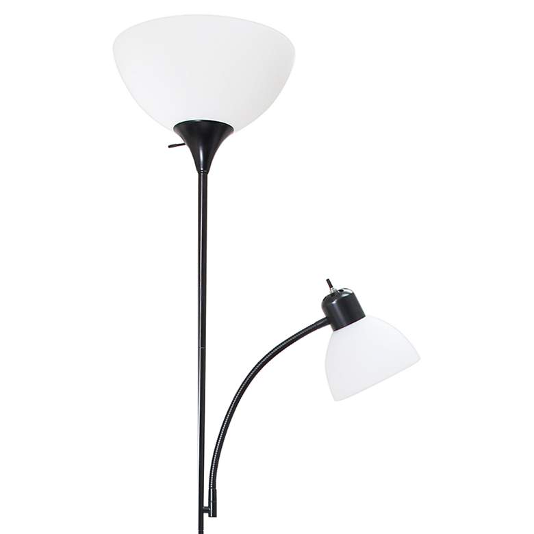 Image 3 Simple Designs 71 inch High Black Metal 2-Light Torchiere Floor Lamp more views