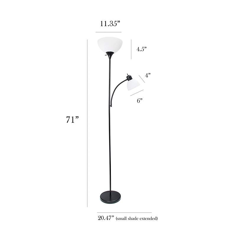 Image 5 Simple Designs 71 inch High Black Metal 2-Light Torchiere Floor Lamp more views