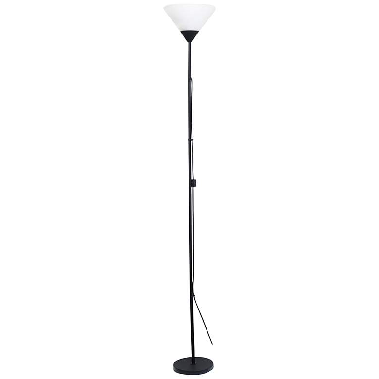 Image 2 Simple Designs 71" High Black Metal Torchiere Floor Lamp