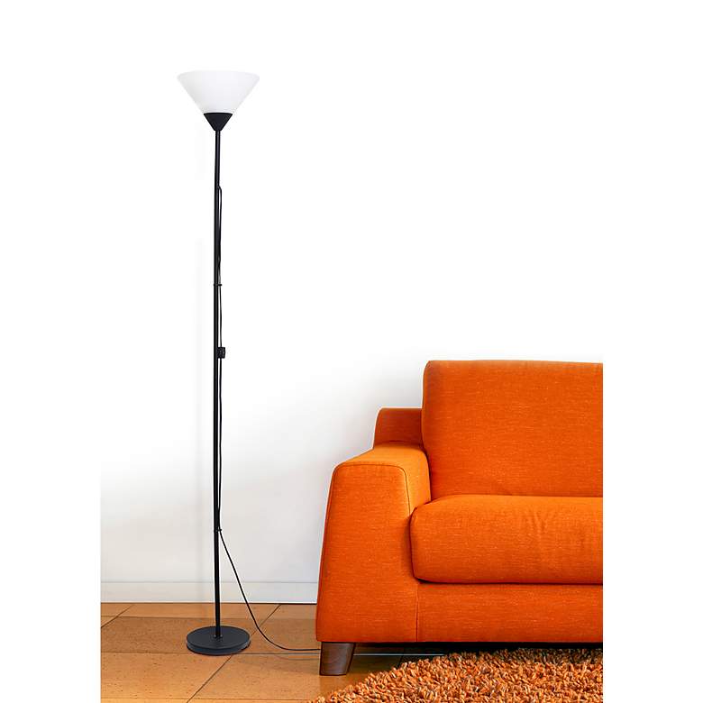 Image 1 Simple Designs 71" High Black Metal Torchiere Floor Lamp