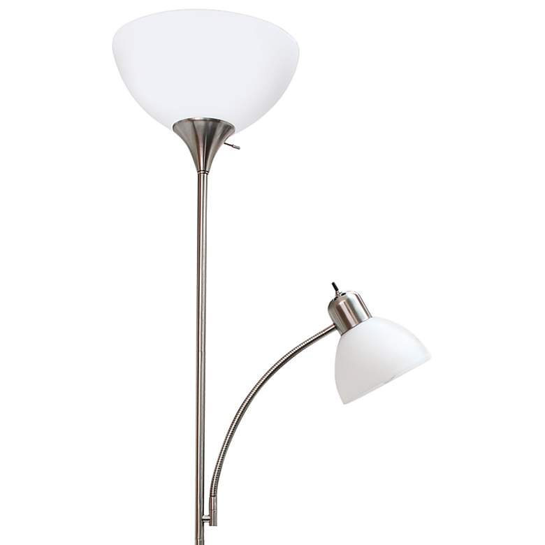 Image 3 Simple Designs 71" High Brushed Nickel 2-Light Torchiere Floor Lamp more views