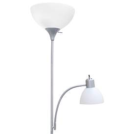 Image3 of Simple Designs 71" High Silver Metal 2-Light Torchiere Floor Lamp more views
