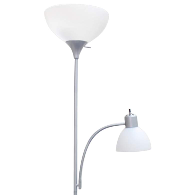 Image 3 Simple Designs 71" High Silver Metal 2-Light Torchiere Floor Lamp more views