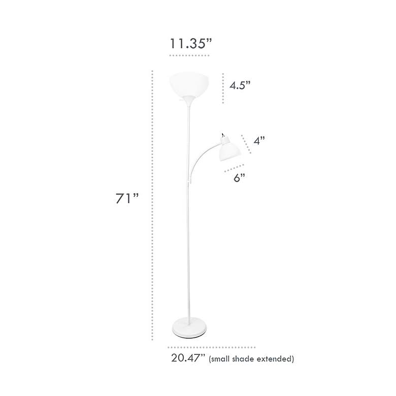 Image 7 Simple Designs 71" High Silver Metal 2-Light Torchiere Floor Lamp more views
