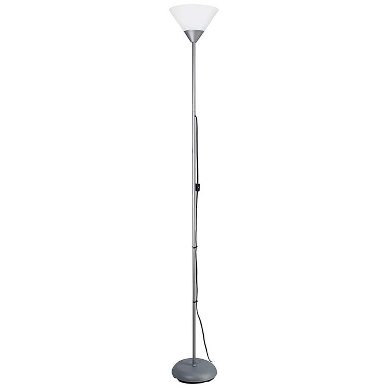 Image 2 Simple Designs 71 inch High Silver Metal Torchiere Floor Lamp