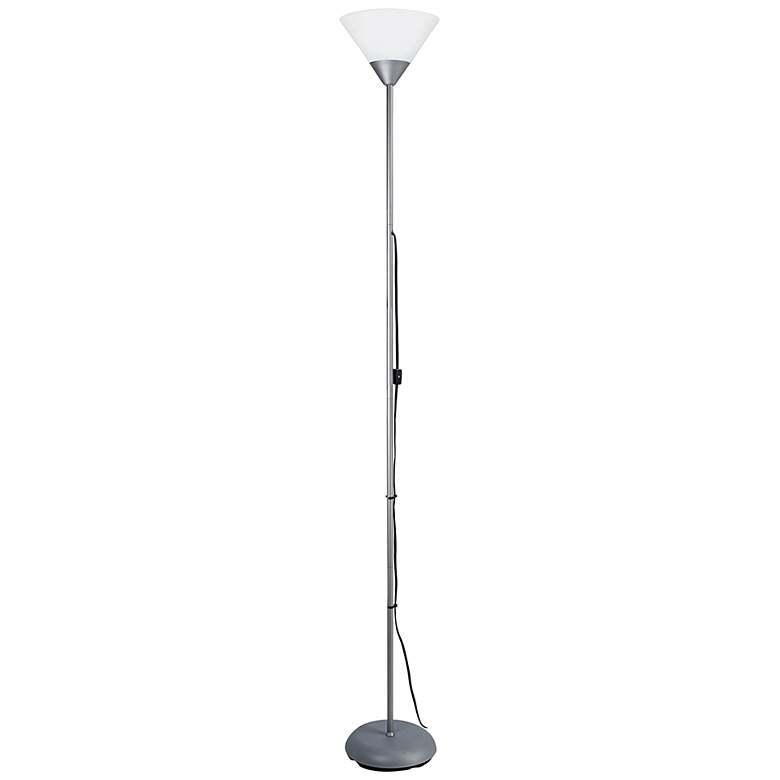 Image 2 Simple Designs 71" High Silver Metal Torchiere Floor Lamp