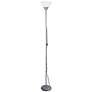 2_Simple Designs 71" High Silver Metal Torchiere Floor Lamp
