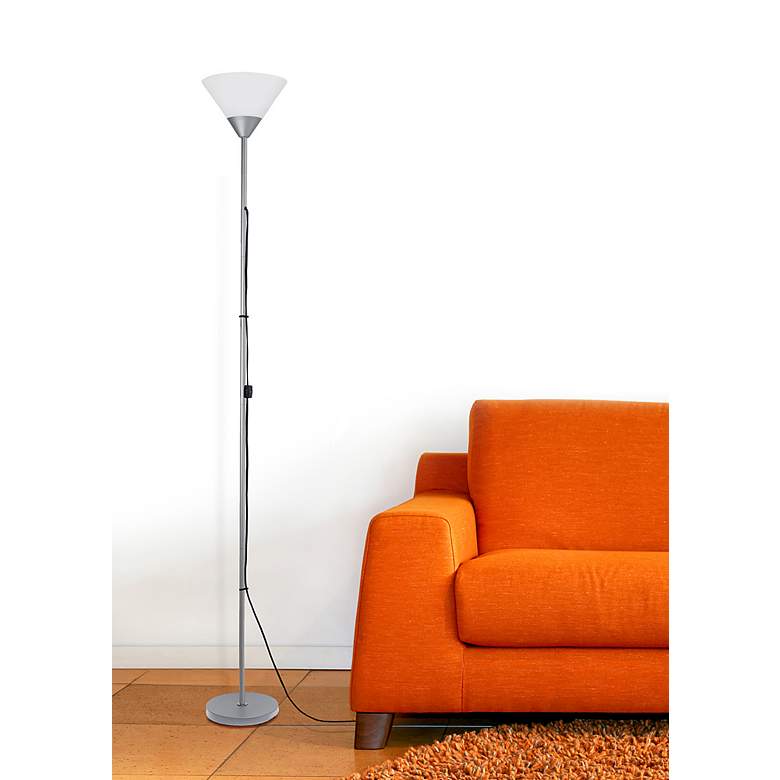 Image 1 Simple Designs 71 inch High Silver Metal Torchiere Floor Lamp