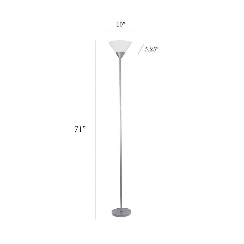 Image 5 Simple Designs 71" High Silver Metal Torchiere Floor Lamp more views