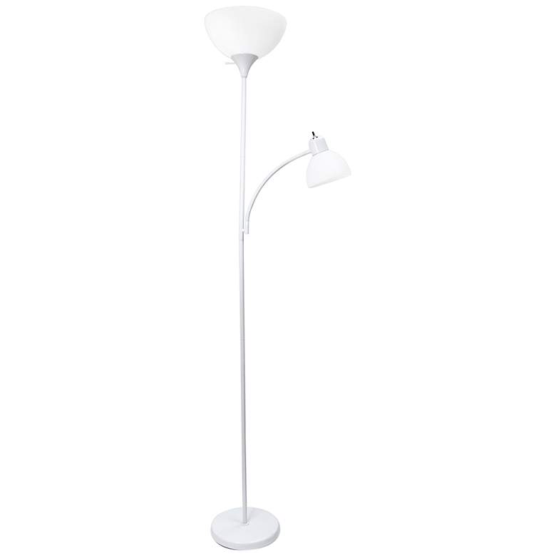 Image 2 Simple Designs 71 inch White Modern Torchiere Floor Lamp with Side Light