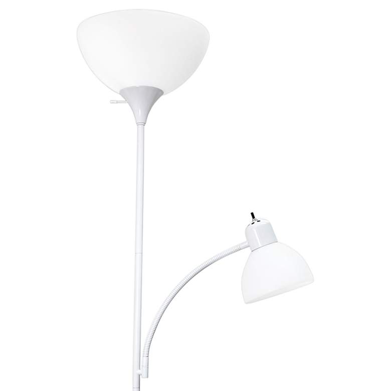 Image 3 Simple Designs 71" White Modern Torchiere Floor Lamp with Side Light more views