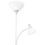 3_Simple Designs 71" White Modern Torchiere Floor Lamp with Side Light more views