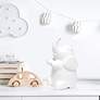 Simple Designs 8 1/4" High White Porcelain Elephant Accent Table Lamp