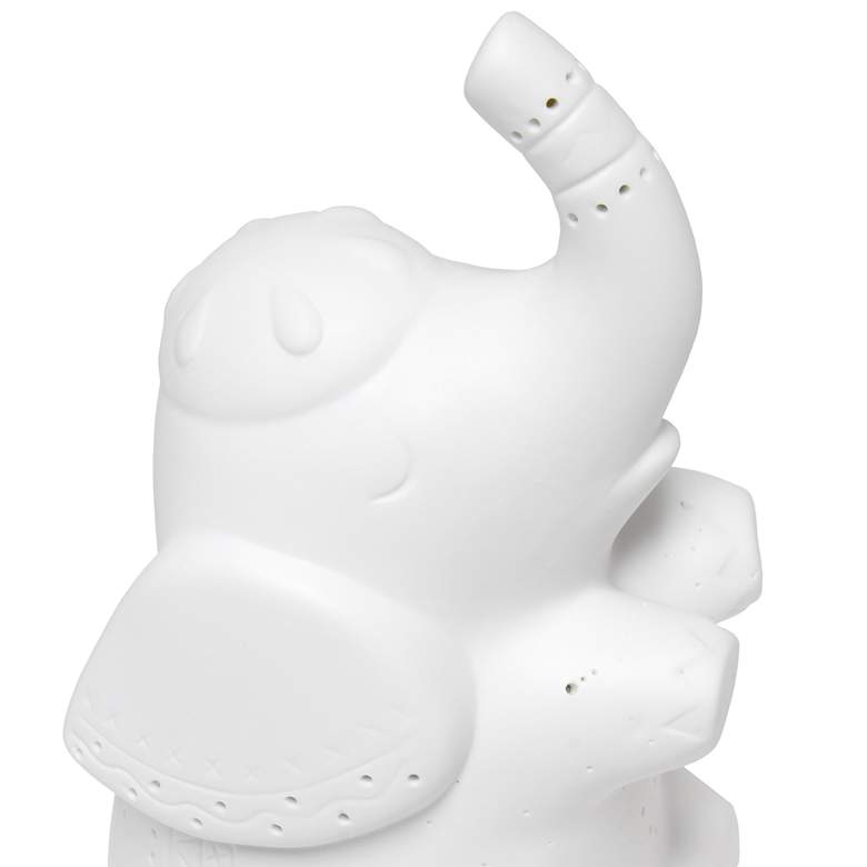 Image 4 Simple Designs 8 1/4" High White Porcelain Elephant Accent Table Lamp more views