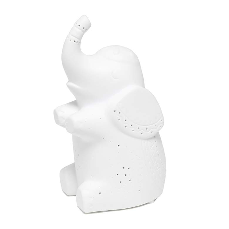 Image 5 Simple Designs 8 1/4" High White Porcelain Elephant Accent Table Lamp more views