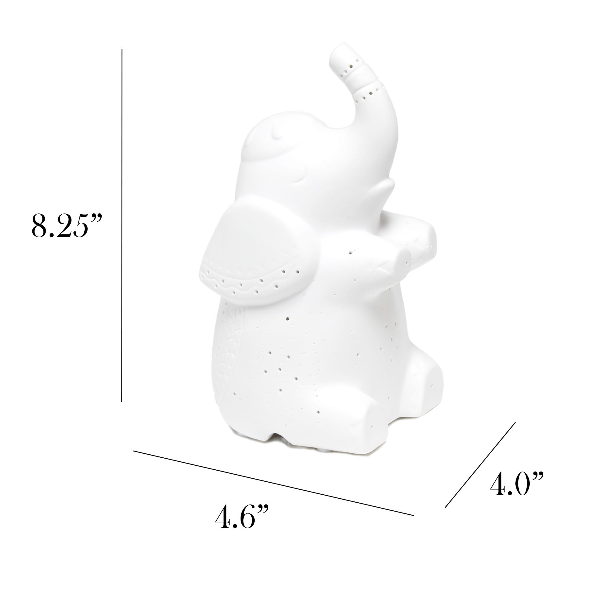 Simple Designs 8 1/4" High White Porcelain Elephant Accent Table Lamp