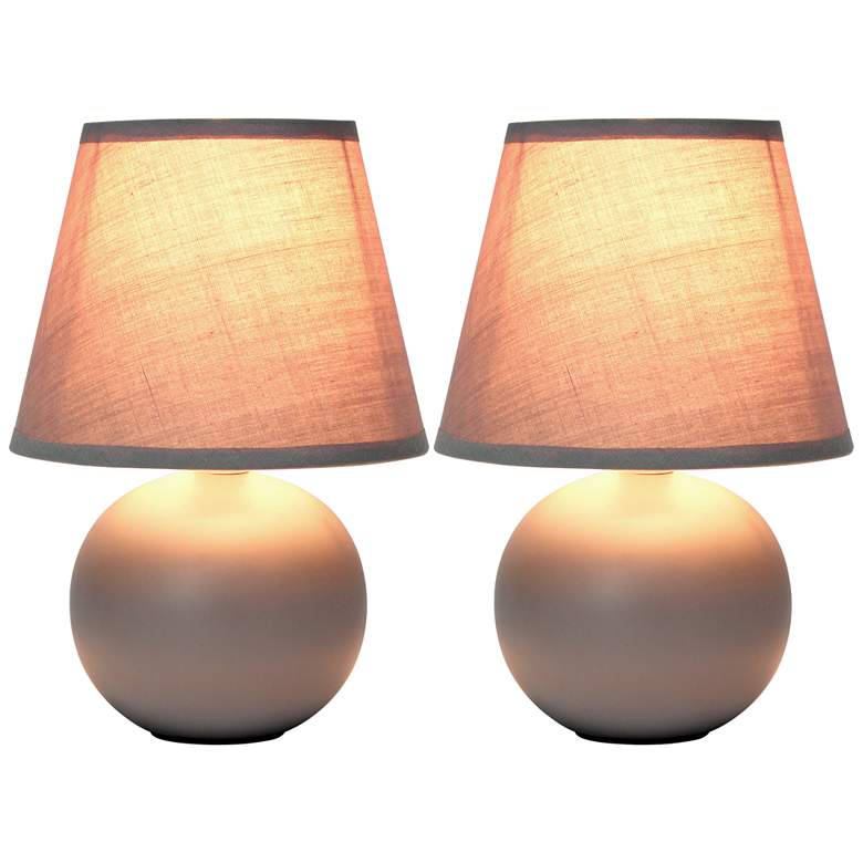 Image 2 Simple Designs 8 3/4" High Gray Mini Accent Table Lamps Set of 2
