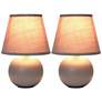 2_Simple Designs 8 3/4" High Gray Mini Accent Table Lamps Set of 2