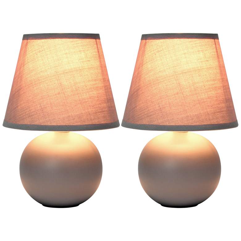 Image 2 Simple Designs 8 3/4 inchH Gray Mini Accent Table Lamps Set of 2