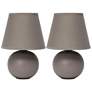 Simple Designs 8 3/4"H Gray Mini Accent Table Lamps Set of 2