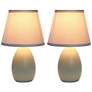 2_Simple Designs 9 1/2" High Gray Mini Accent Table Lamps Set of 2