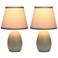 Simple Designs 9 1/2" High Gray Mini Accent Table Lamps Set of 2