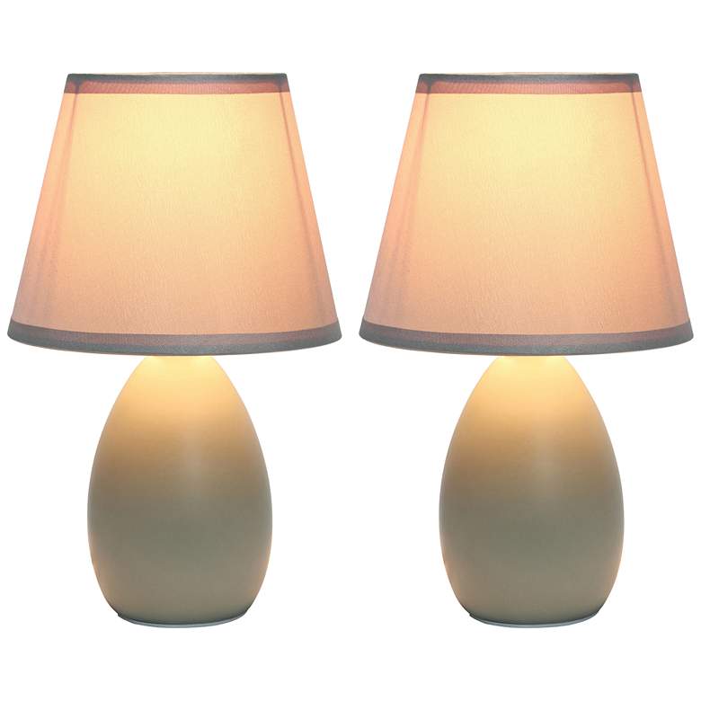 Image 2 Simple Designs 9 1/2"H Gray Mini Accent Table Lamps Set of 2