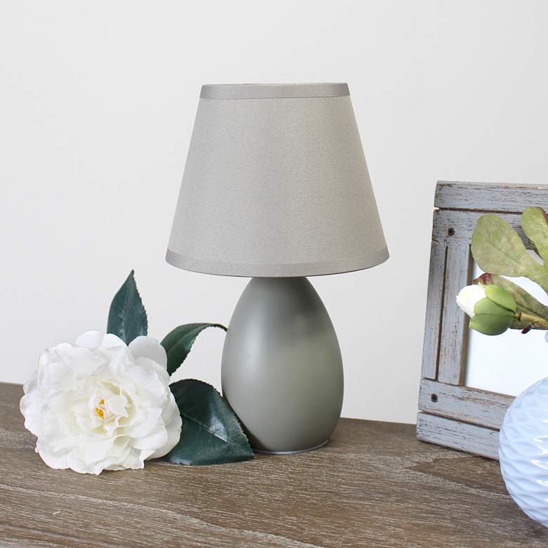 Image 1 Simple Designs 9 1/2"H Gray Mini Accent Table Lamps Set of 2
