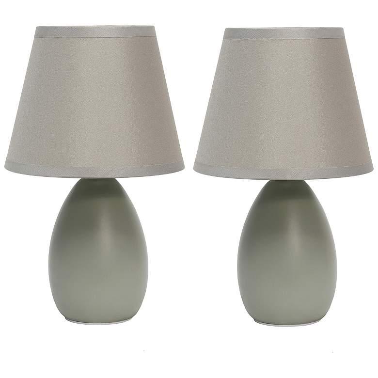 Image 3 Simple Designs 9 1/2"H Gray Mini Accent Table Lamps Set of 2 more views