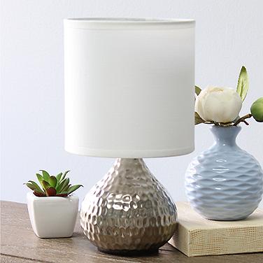 Simple Designs 9 1/4" High Silver White Shade Accent Table Lamp